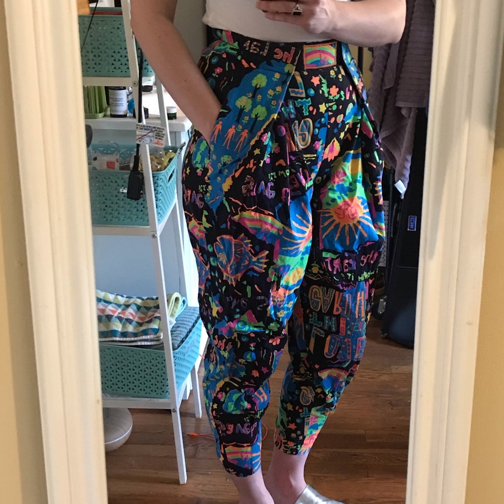Vintage neon “save the earth” pants